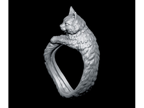 High Detailed Cat Ring 3D Print Model