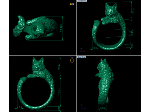 High Detailed Cat Ring 3D Print Model