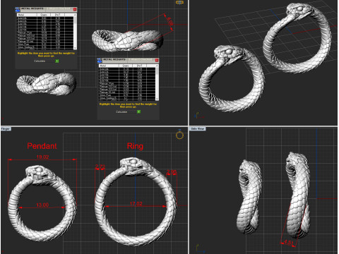 रिंग स्नेक ऑरोबोरोस 3D प्रिंट मॉडल