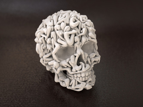 Schädel-Kopf-Frauen-Körper 3D Druckmodell