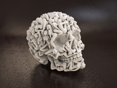 Schädel-Kopf-Frauen-Körper 3D Druckmodell