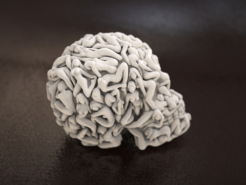 Schädel-Kopf-Frauen-Körper 3D Druckmodell