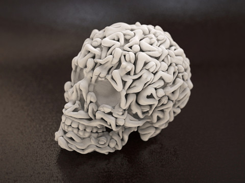 Schädel-Kopf-Frauen-Körper 3D Druckmodell