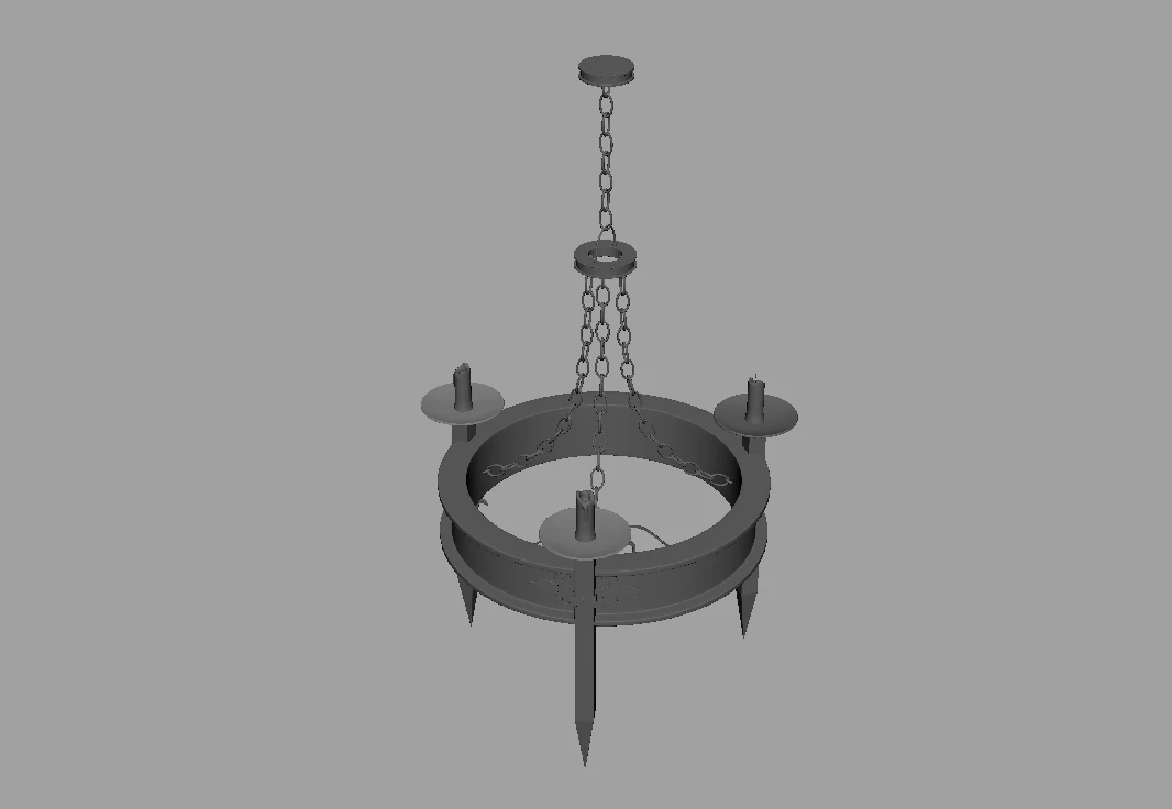 Wood Chandelier 3D Model .c4d .max .obj .3ds .fbx .stl .blend 
