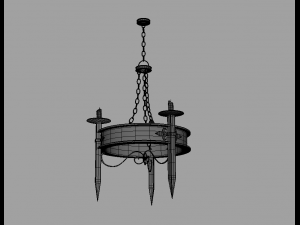 Wood Chandelier 3D Модель