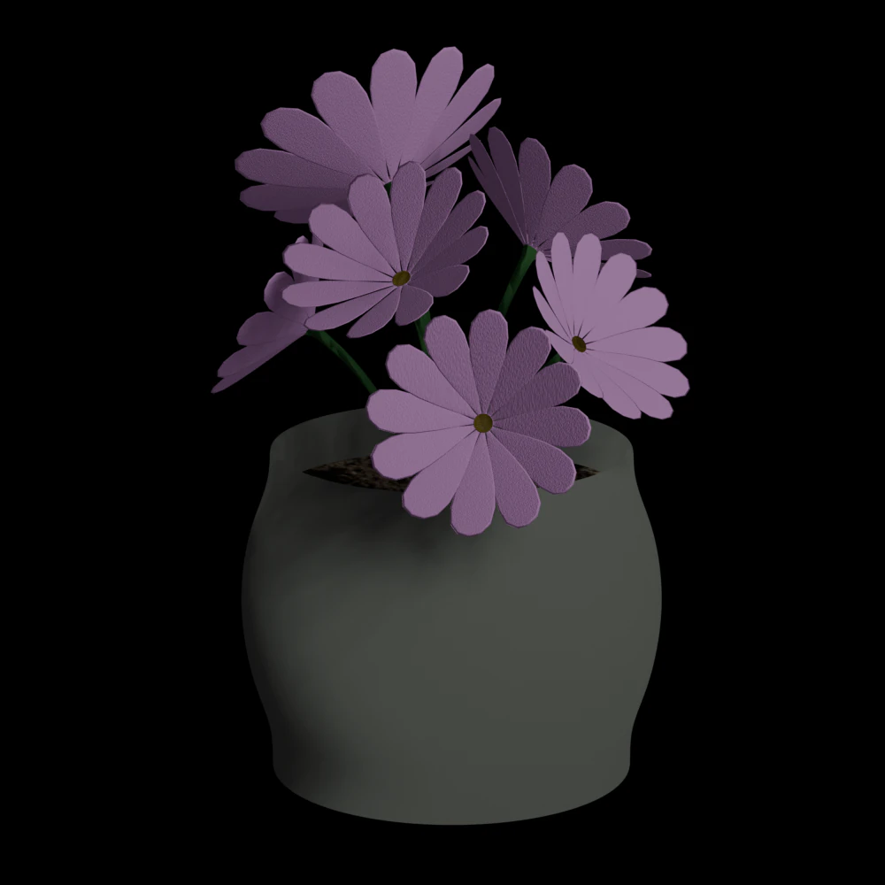 A pot of flowers 3D Model .c4d .max .obj .3ds .fbx .stl .blend 