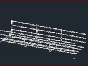 Bandeja de cabos el&eacute;tricos 100x50 Autocad bloco din&acirc;mico dwg Modelo 3D