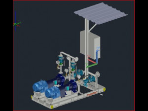 Motor pump set for pumping and repressing industrial liquids consisting of pipes pumps Y filter 3D मॉडल