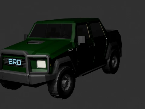SRD Ridgeback Low Poly 4x4 Offroad Pickup Truck 3D Model
