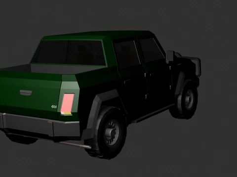 SRD Ridgeback Low Poly 4x4 Offroad Pickup Truck 3D Model