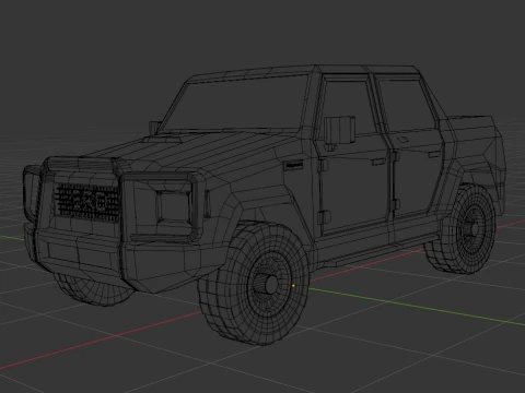 SRD Ridgeback Low Poly 4x4 Offroad Pickup Truck 3D Model