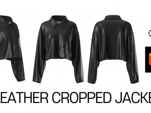 महिला-चमड़ा-फसल-जैकेट 3D मॉडल