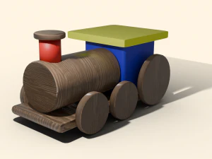 おもちゃの木の電車 3Dモデル