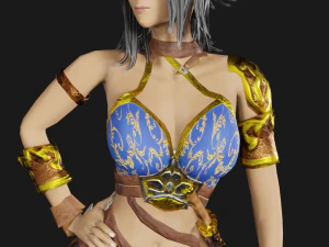Female Fantasy NPC Warrior 3D Model