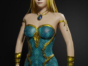 Mermaid Queen 3D Character Game Ready Modèle 3D
