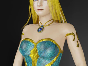 Mermaid Queen 3D Character Game Ready 3D Model