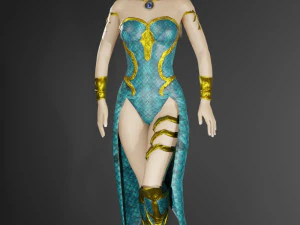 Mermaid Queen 3D Character Game Ready 3D Model