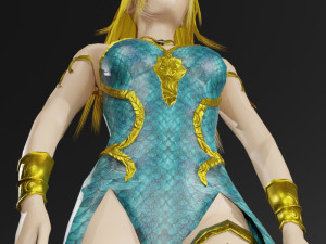 Mermaid Queen 3D Character Game Ready Modèle 3D