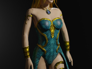 Mermaid Queen 3D Character Game Ready Modèle 3D