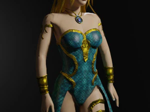 Mermaid Queen 3D Character Game Ready 3D Model