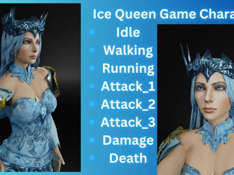 Ice Queen Game Character 3D Model
