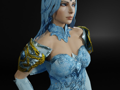 Ice Queen Game Character 3D Model