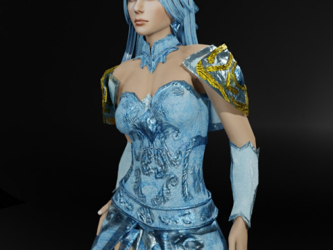 Ice Queen Game Character 3D Model