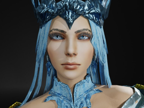 Ice Queen Game Character 3D Model