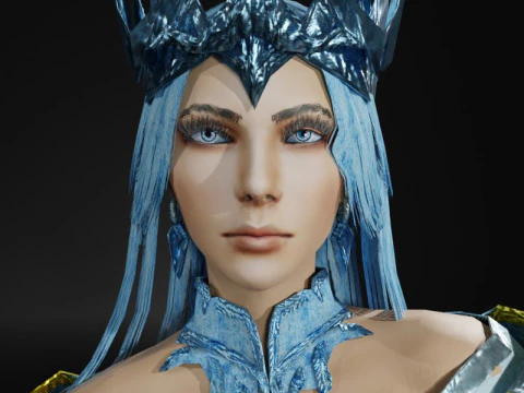 Ice Queen Game Character 3D Model