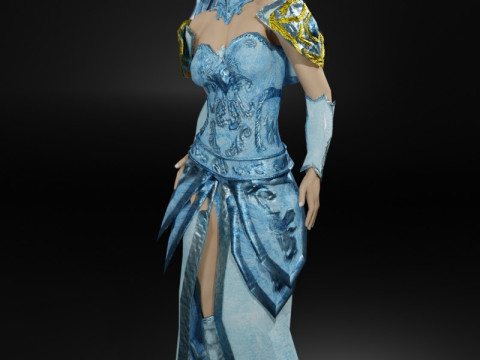 Ice Queen Game Character 3D Model