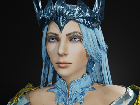 Ice Queen Game Character 3D Model