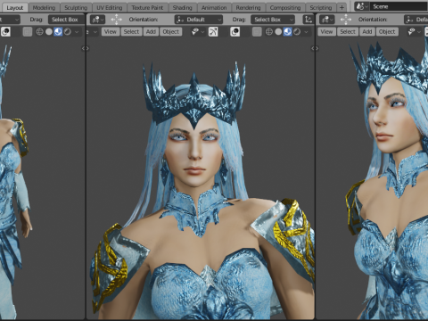 Ice Queen Game Character 3D Model