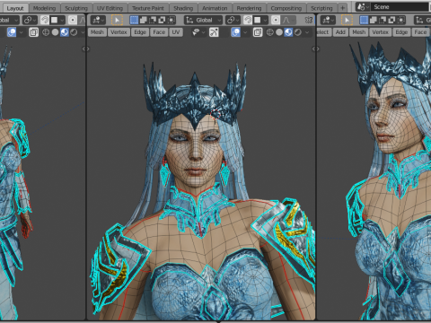 Ice Queen Game Character 3D Model