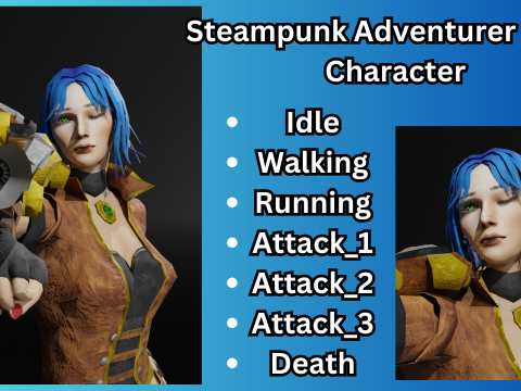 Steampunk Adventurer Game Character 3D Model