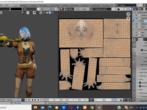 Steampunk Adventurer Game Character 3D Model