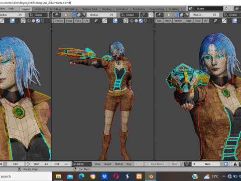 Steampunk Adventurer Game Character 3D Model