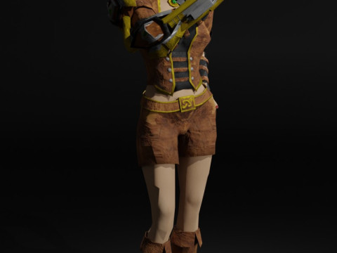 Steampunk Adventurer Game Character 3D Model