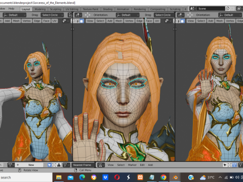 Sorceress of the Elements Game Character 3D Модель