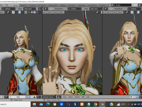 Sorceress of the Elements Game Character 3D Модель