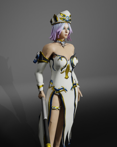Moon Priestess Game Character 3D Model .c4d .max .obj .3ds .fbx .stl .blend 