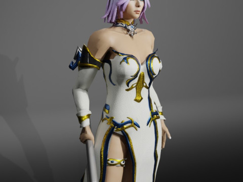 Moon Priestess Game Character 3D मॉडल