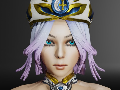 Moon Priestess Game Character 3D Model