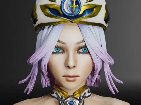 Moon Priestess Game Character 3D Model
