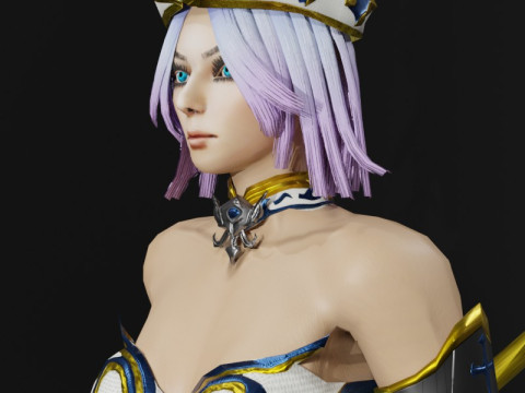 Moon Priestess Game Character 3D Model
