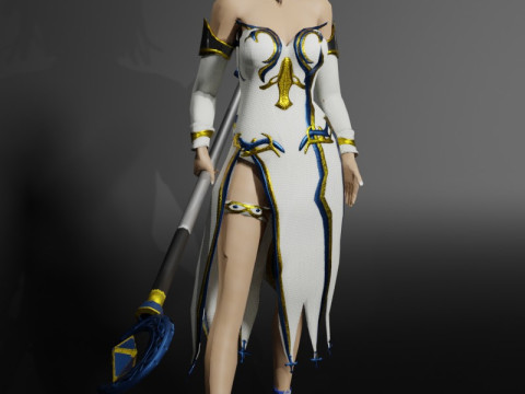 Moon Priestess Game Character 3D Model