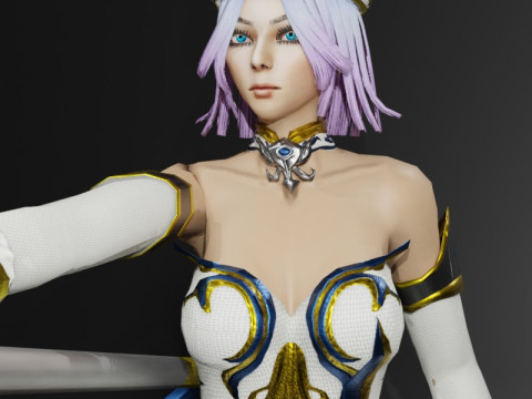 Moon Priestess Game Character 3D Model