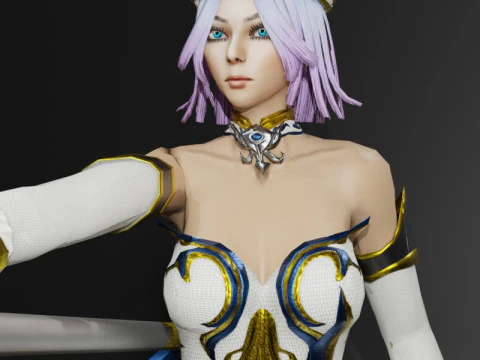 Moon Priestess Game Character 3D Model