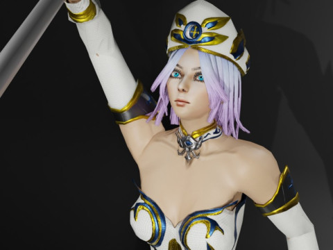 Moon Priestess Game Character 3D Model