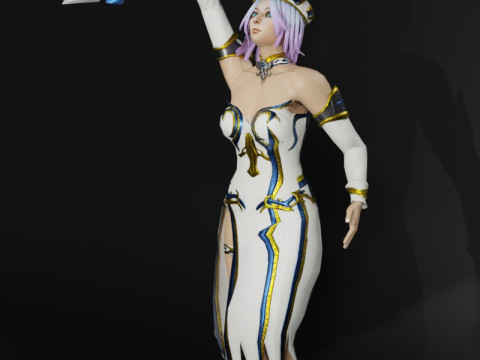 Moon Priestess Game Character 3D Model