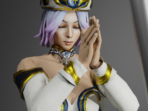 Moon Priestess Game Character 3D Model